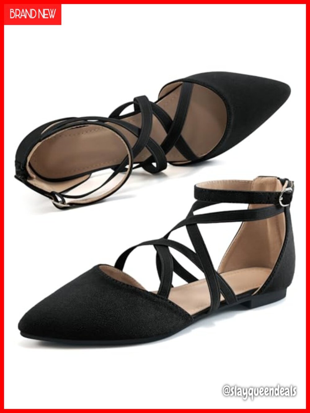 Womens Pointed Toe Ballet Flats - Suede Cushioned Zipper Comfort Dress Flats